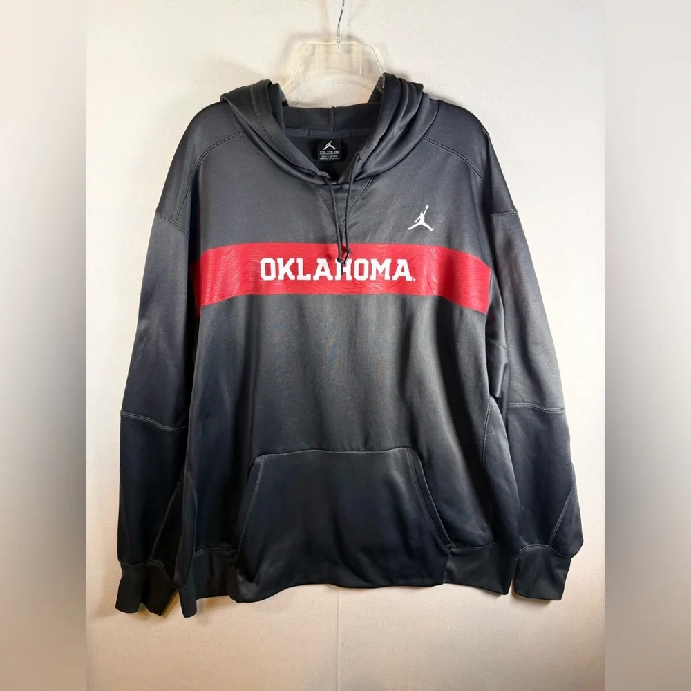 Jordan Oklahoma Sooners Therma Fit Hoodie Charcoal Gray Red Men’s XXL Pullover